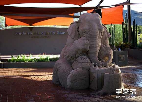 栩栩如生而充滿童話氛圍的象鼠下棋造型沙雕 -  itrip.net.cn