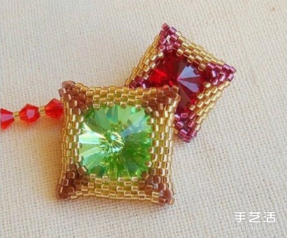 方形串珠飾品DIY教程 手工串珠寶石飾品制作 -  itrip.net.cn