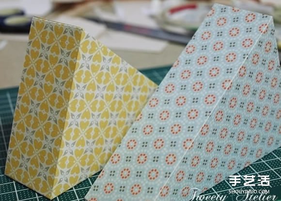 三角形點心盒的折法 折紙三角形點心盒展開圖 -  itrip.net.cn