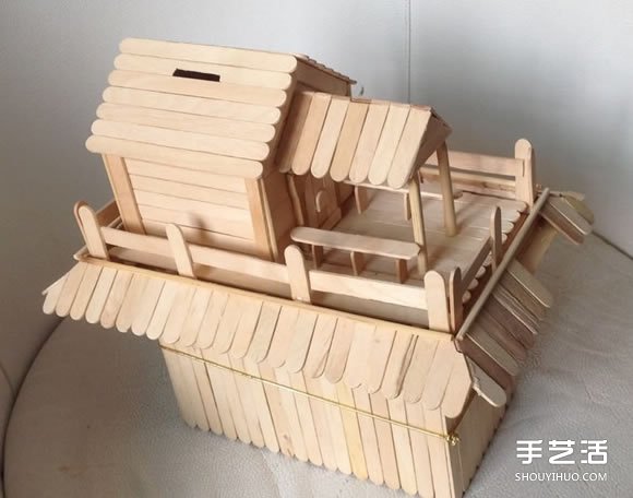 雪糕棒DIY兩層樓房屋模型 雪糕棍房子制作教程 -  itrip.net.cn