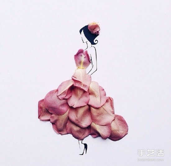 創(chuàng)意花瓣拼畫DIY圖片 簡單畫出神態(tài)各異的美女 -  itrip.net.cn