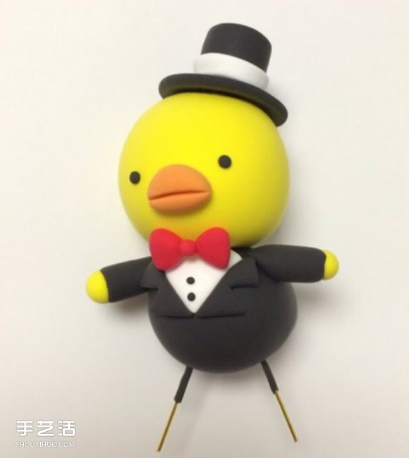 超輕粘土小黃雞DIY圖解 紳士小黃雞粘土制作 -  itrip.net.cn