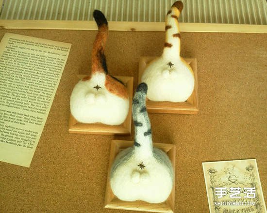 貓咪蛋蛋羊毛氈作品 直接掛墻上太害羞了吧！ -  itrip.net.cn
