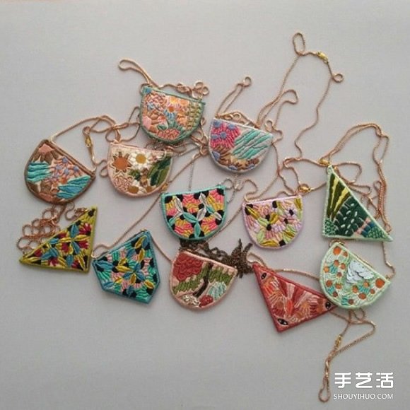 精美項(xiàng)鏈掛墜刺繡作品 手工刺繡掛飾圖片欣賞 -  itrip.net.cn