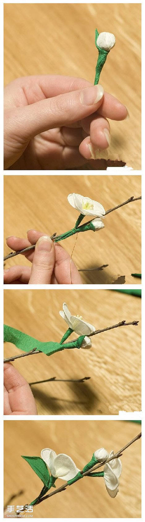 素雅山茶花的折法圖解 皺紋紙山茶花折紙教程 -  itrip.net.cn
