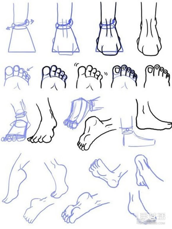 不同形態(tài)腳的畫法圖解 足部素描畫法步驟圖 -  itrip.net.cn