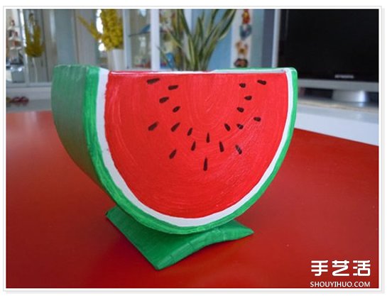 大號透明膠卷紙筒廢物利用 DIY制作西瓜收納盒 -  itrip.net.cn