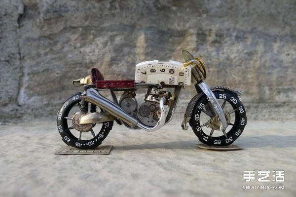 舊手表改造摩托車模型的手工作品圖片 -  itrip.net.cn