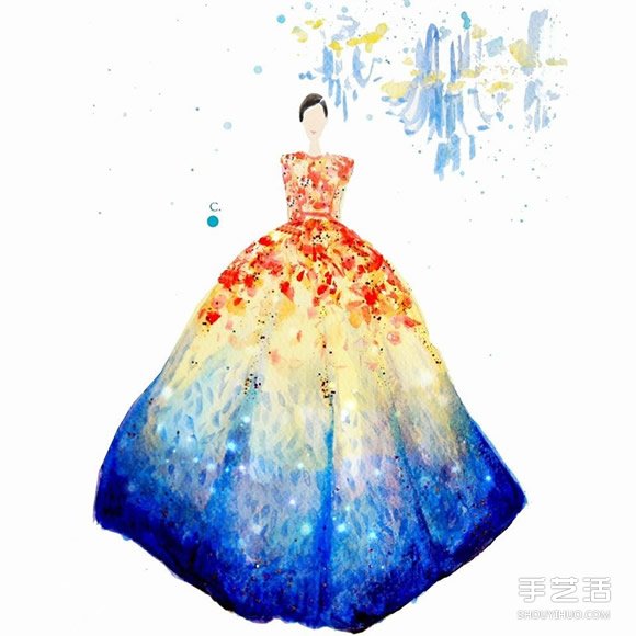 指甲油藝術(shù)時(shí)裝畫 用指甲油畫出艷麗晚禮服 -  itrip.net.cn