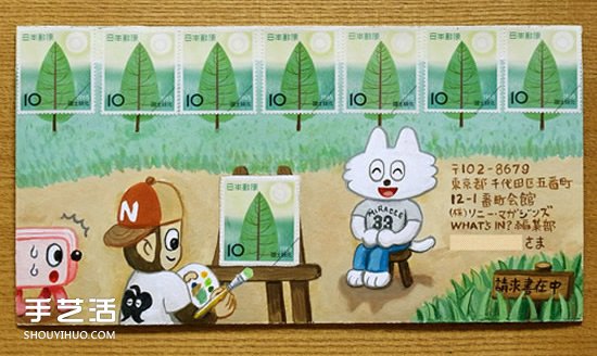 與郵票結(jié)合的創(chuàng)意手繪信封 看完就想寫信咯！ -  itrip.net.cn
