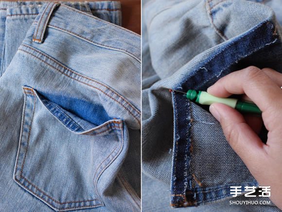 舊牛仔褲創(chuàng)意口袋DIY 擁有最流行的掉落口袋 -  itrip.net.cn