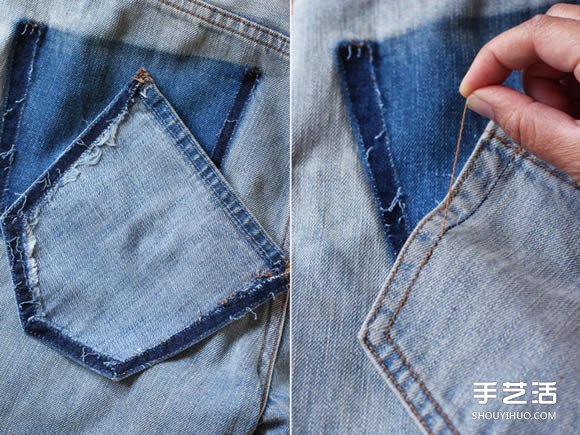 舊牛仔褲創(chuàng)意口袋DIY 擁有最流行的掉落口袋 -  itrip.net.cn
