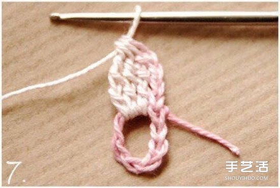鉤針小花朵圖解教程 六個(gè)花瓣裝飾小花的鉤法 -  itrip.net.cn