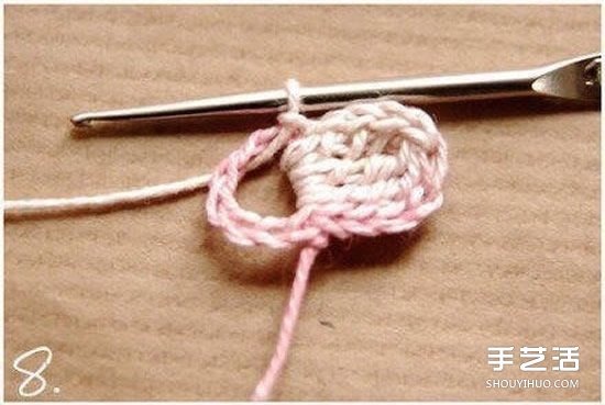 鉤針小花朵圖解教程 六個(gè)花瓣裝飾小花的鉤法 -  itrip.net.cn