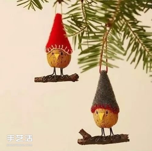 圣誕節(jié)主題小掛件DIY 堅(jiān)果果殼制作圣誕掛飾 -  itrip.net.cn