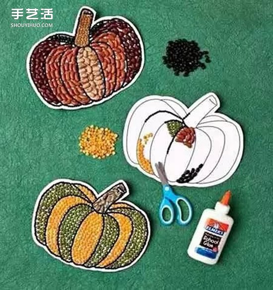 豆子拼貼楓葉的教程 拼貼樹葉的方法用豆子 -  itrip.net.cn