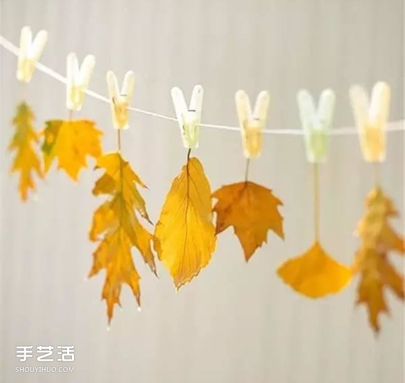 落葉手工作品圖片 簡(jiǎn)單把樹葉做成美麗的掛飾 -  itrip.net.cn