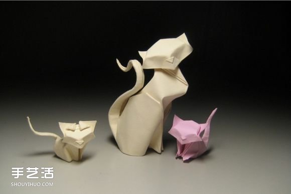 貓咪一家折紙步驟圖 手工折立體貓咪的方法 -  itrip.net.cn