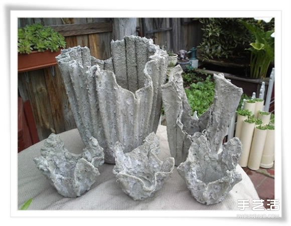 舊毛巾廢物利用做花盆 水泥毛巾花盆手工制作 -  itrip.net.cn