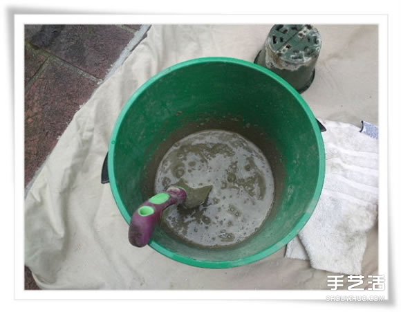 舊毛巾廢物利用做花盆 水泥毛巾花盆手工制作 -  itrip.net.cn