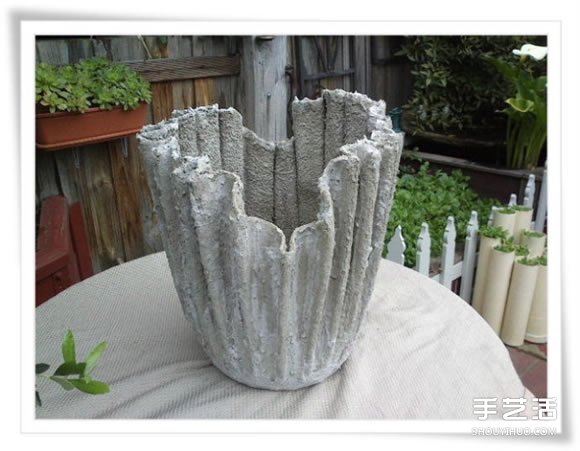 舊毛巾廢物利用做花盆 水泥毛巾花盆手工制作 -  itrip.net.cn