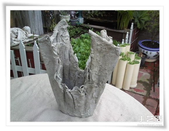 舊毛巾廢物利用做花盆 水泥毛巾花盆手工制作 -  itrip.net.cn