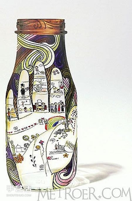 飲料瓶手繪圖片大全 手工飲料瓶畫畫作品欣賞 -  itrip.net.cn