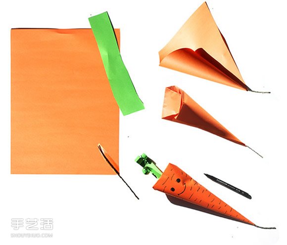 幼兒園胡蘿卜手工制作 簡(jiǎn)單紙胡蘿卜的做法 -  itrip.net.cn
