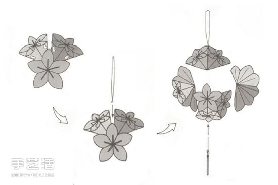 裝飾花球的折法 手工折紙制作漂亮花球掛飾 -  itrip.net.cn