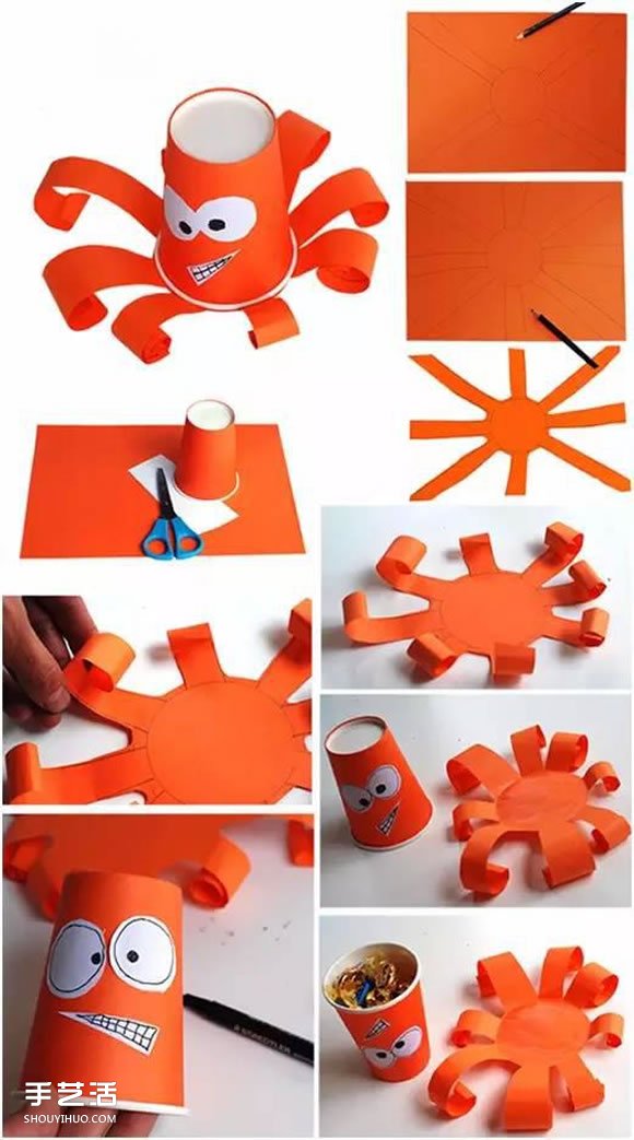 幼兒園小章魚手工制作 一次性紙杯做章魚教程 -  itrip.net.cn
