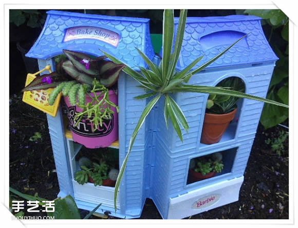 舊玩具手工改制花園里的“面包房”花盆架 -  itrip.net.cn