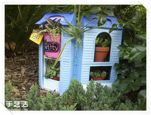 舊玩具手工改制花園里的“面包房”花盆架 -  itrip.net.cn