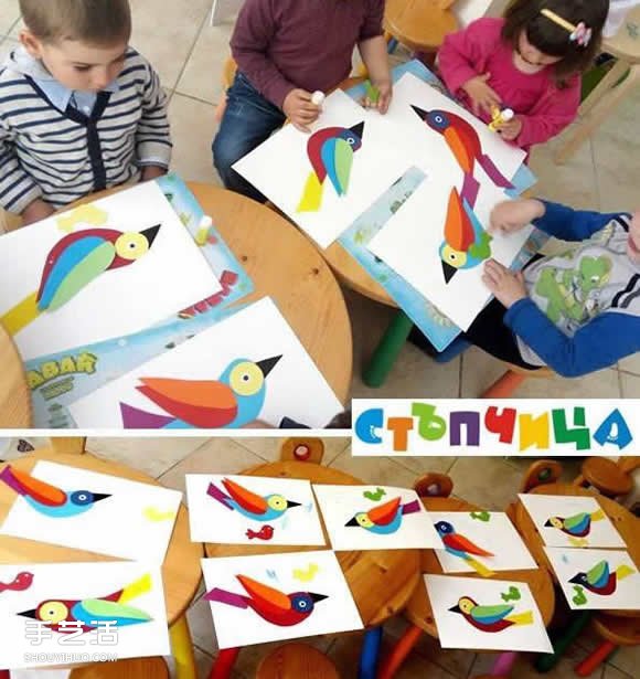 兒童剪紙貼畫小鳥圖片 幼兒園手工紙貼畫鳥 -  itrip.net.cn