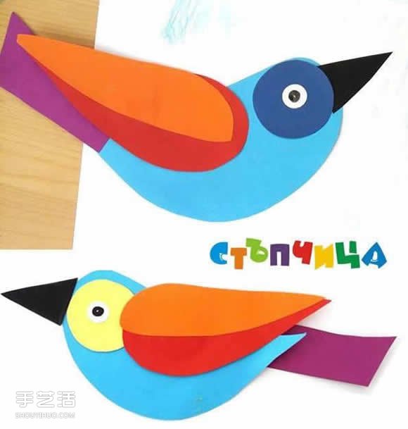 兒童剪紙貼畫小鳥圖片 幼兒園手工紙貼畫鳥 -  itrip.net.cn