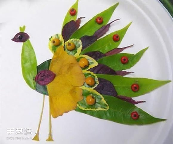 兒童樹葉貼畫動物圖片 動物的樹葉拼貼畫作品 -  itrip.net.cn