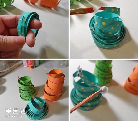 幼兒園小蛇手工制作教程 卷紙筒做玩具蛇的方法 -  itrip.net.cn