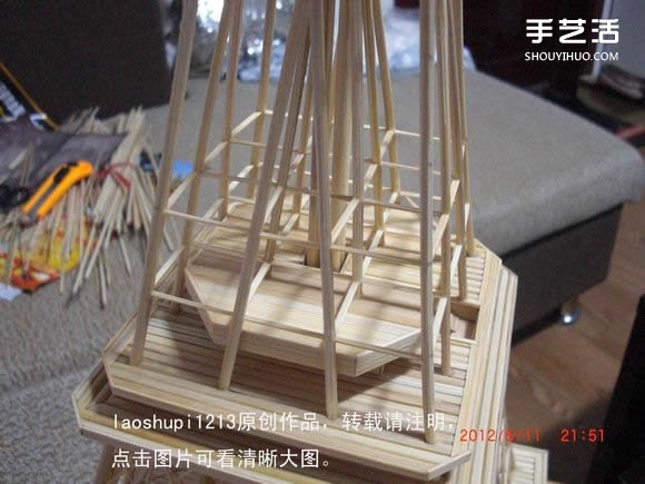 筷子和竹簽制作埃菲爾鐵塔模型的詳細圖解教程 -  itrip.net.cn