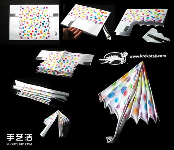 兒童折紙彩色雨傘圖解 再手工制作漂亮的畫(huà)作 -  itrip.net.cn