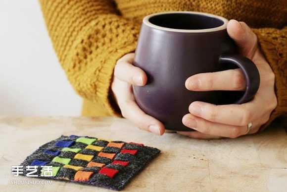 編織風毛氈杯墊DIY 用氈布制作彩虹杯墊教程 -  itrip.net.cn