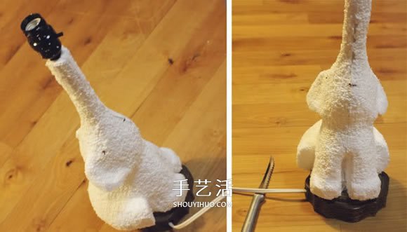 小象臺(tái)燈燈座制作方法 泡沫板石膏模DIY小象燈座 -  itrip.net.cn