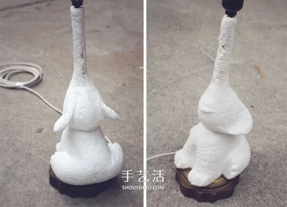 小象臺(tái)燈燈座制作方法 泡沫板石膏模DIY小象燈座 -  itrip.net.cn