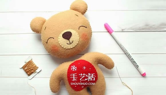不織布新年小熊制作 超萌小熊布偶DIY圖解 -  itrip.net.cn