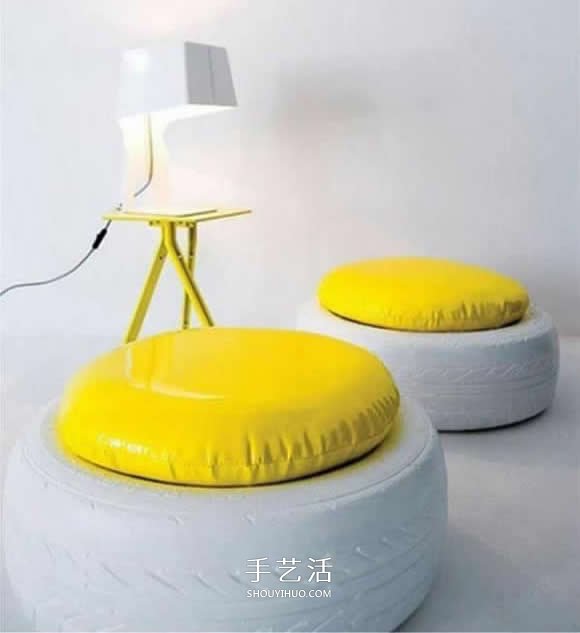 廢舊輪胎改造沙發(fā)椅子 舊輪胎改造椅子的圖片 -  itrip.net.cn