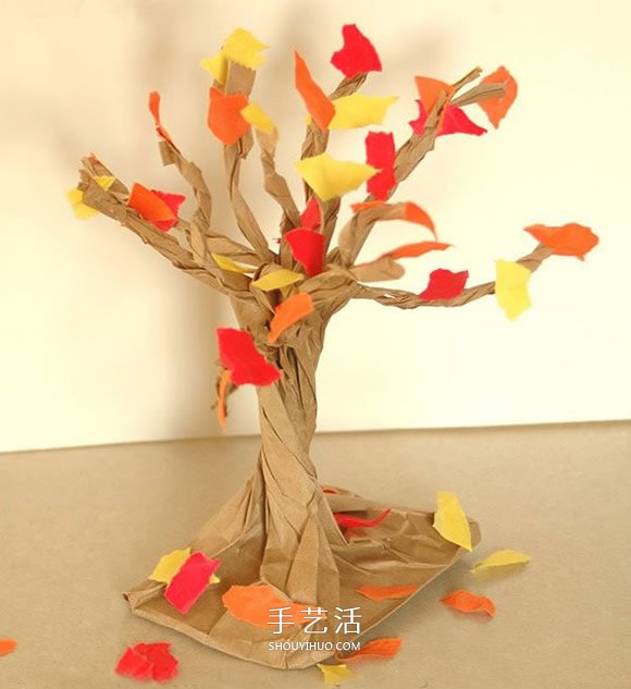牛皮紙袋做立體大樹 幼兒園大樹的制作方法 -  itrip.net.cn