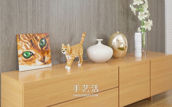 用迷你樂高積木DIY立體貓咪模型的作品圖片 -  itrip.net.cn