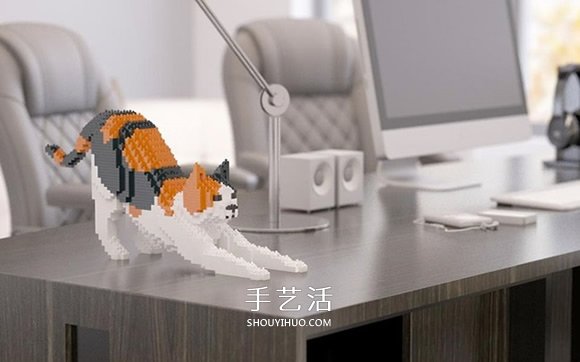 用迷你樂高積木DIY立體貓咪模型的作品圖片 -  itrip.net.cn
