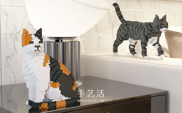 用迷你樂高積木DIY立體貓咪模型的作品圖片 -  itrip.net.cn