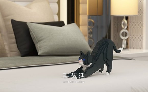 用迷你樂高積木DIY立體貓咪模型的作品圖片 -  itrip.net.cn