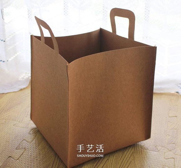 水洗牛皮紙DIY手工制作四方形雜物籃的教程 -  itrip.net.cn