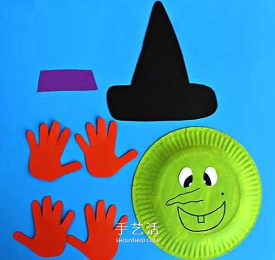 萬圣節(jié)女巫面具的做法 餐盤做女巫頭像的方法 -  itrip.net.cn